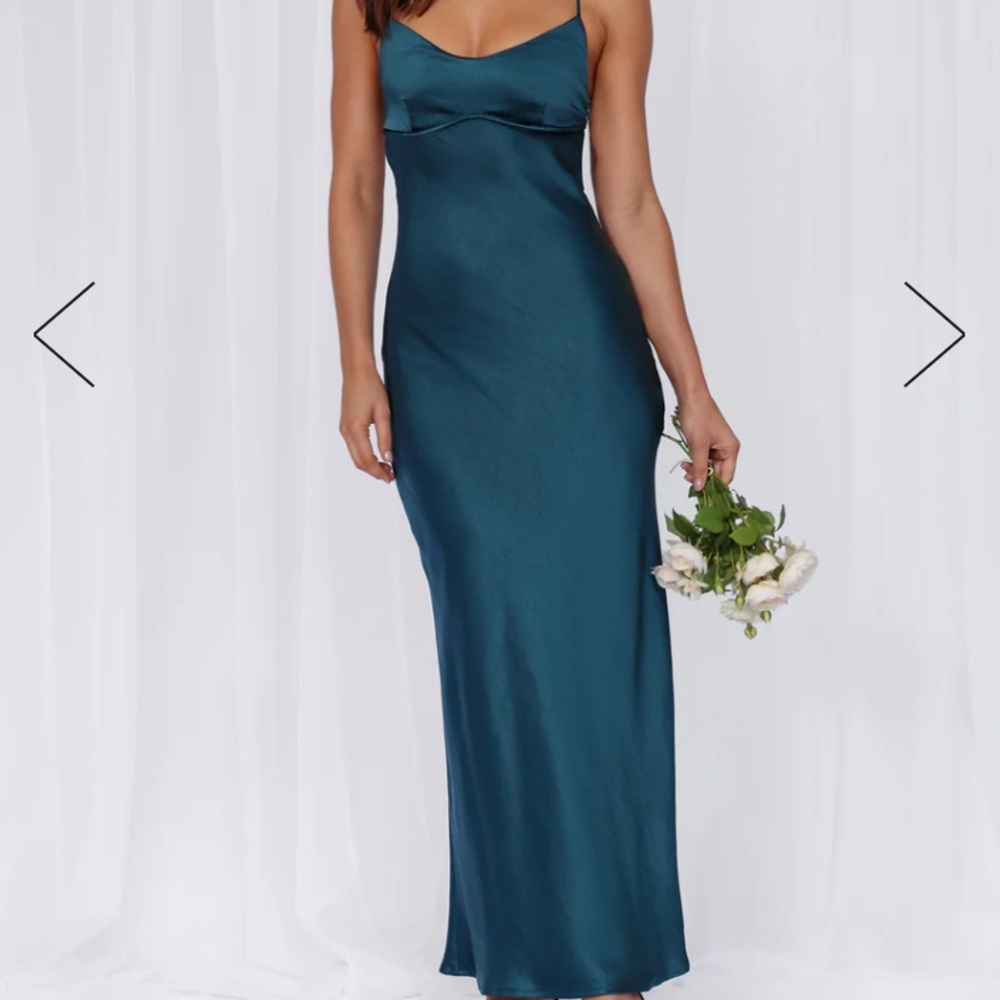 Hello Molly Satin Teal Dress